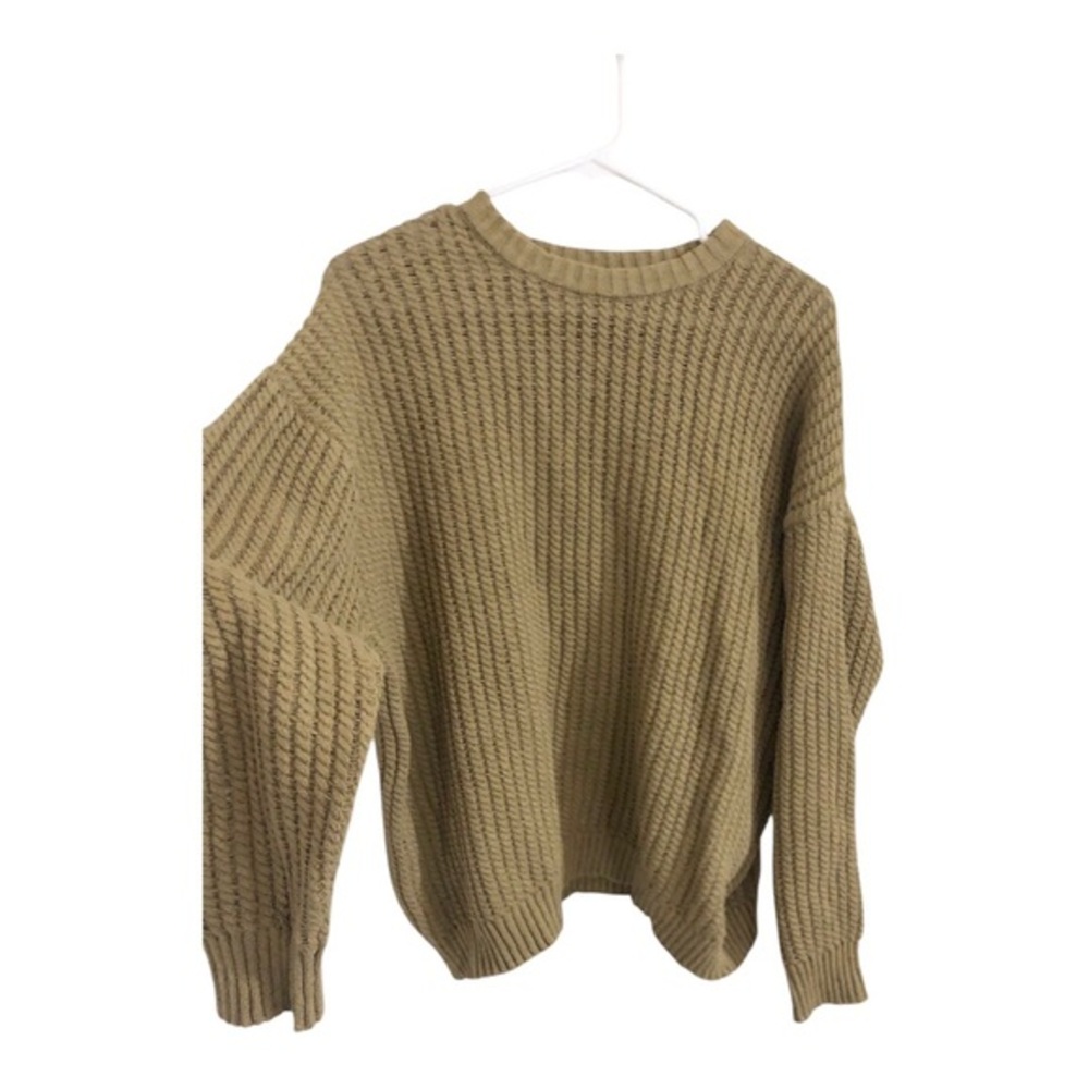 Zara men’s olive green waffle mesh look‎ knit sweater size medium brand new